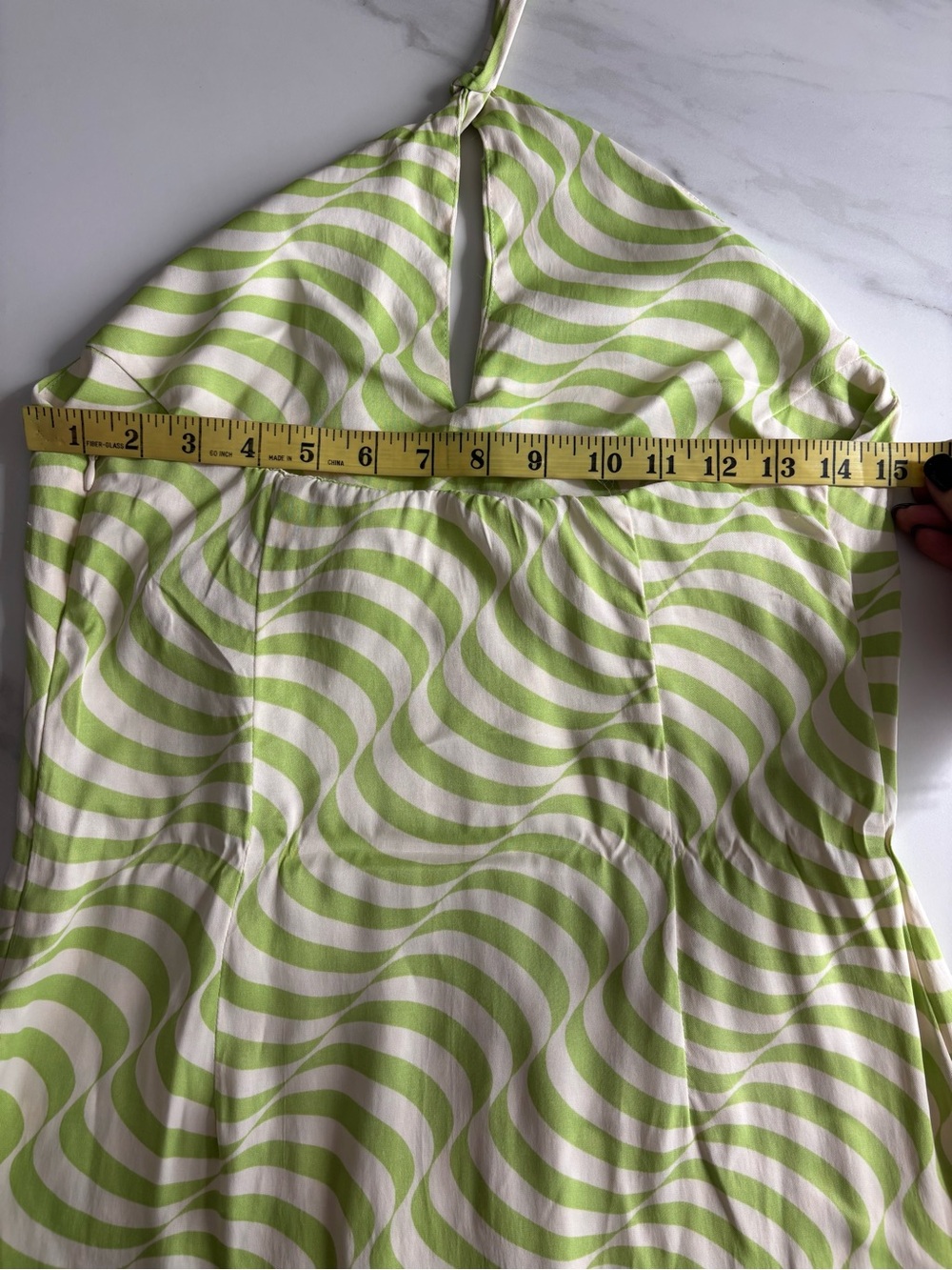 Zara Halter Mini Dress in Lime Wave Sz M - Picture 8 of 11
